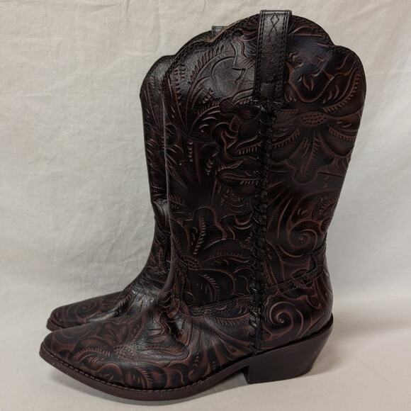 Patricia Nash Beragamo Tuscan Tooled Leather Western Boots Women's 6.5 Brown - Picture 3 of 5